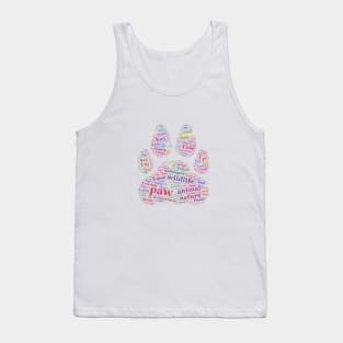 Paw Animal Silhouette Shape Text Word Cloud Tank Top